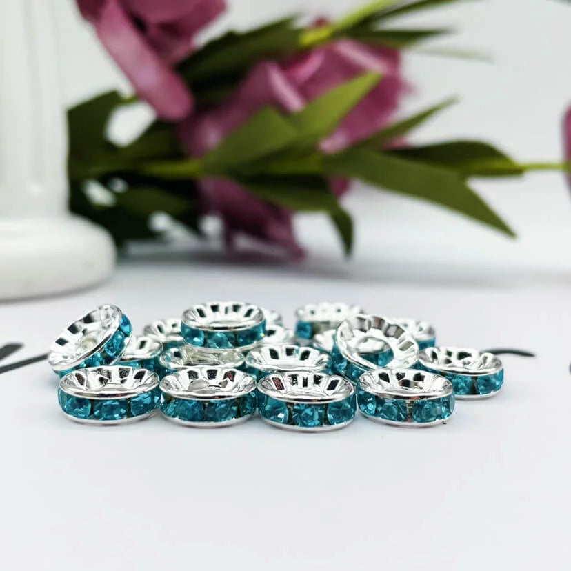 10mm Large Hole Rhinestone Spacer 10pk