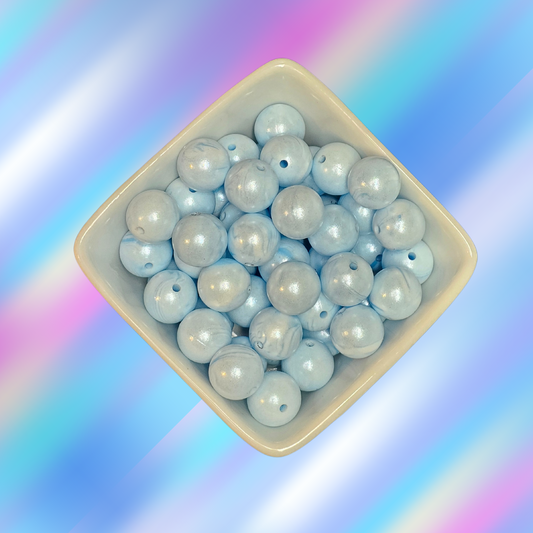 15mm Opal Silicone Beads - #62 Blue and White Jade