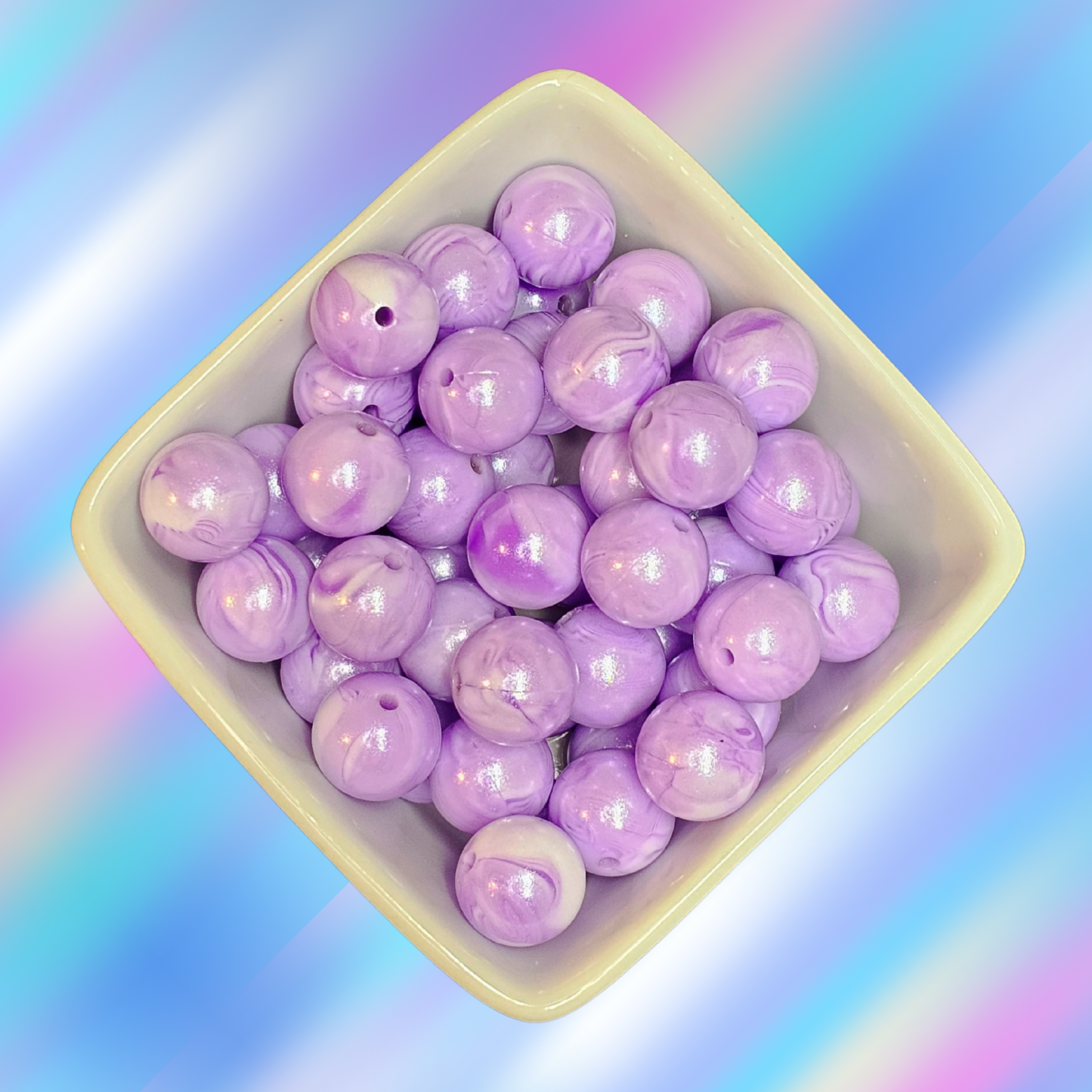 15mm Opal Silicone Beads - #68 Purple and White Jade