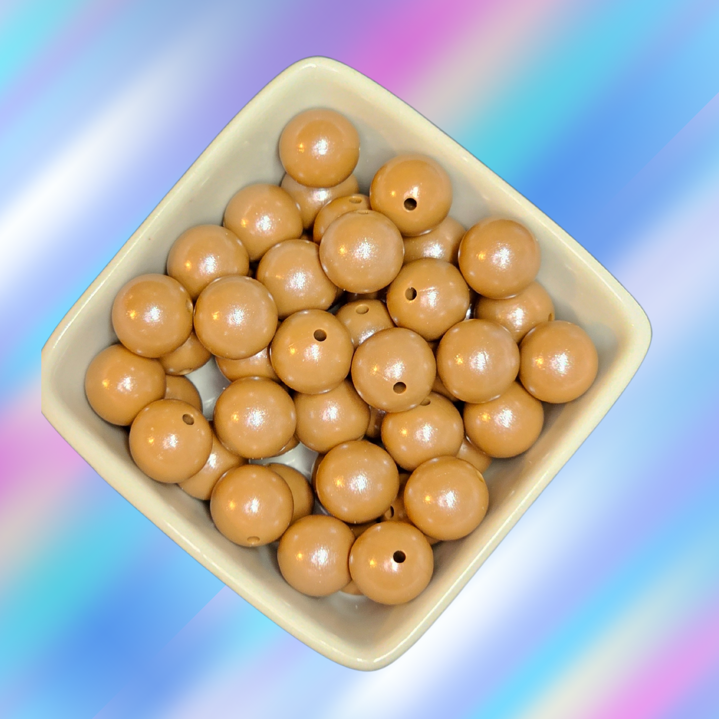 15mm Opal Silicone Beads - # 77 Camel Brown