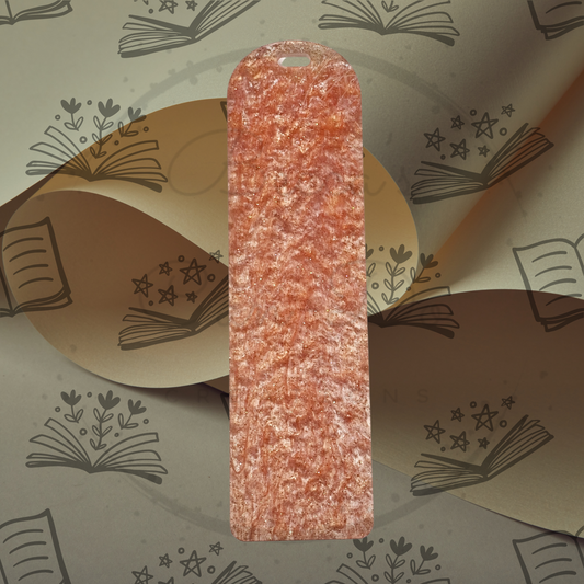 Pearlescent Peach Glitter Acrylic Bookmark - Round Top