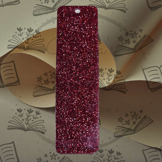 Red Glitter Acrylic Bookmark - Square Top