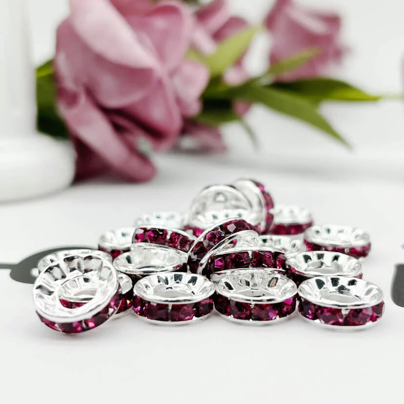 10mm Large Hole Rhinestone Spacer 10pk