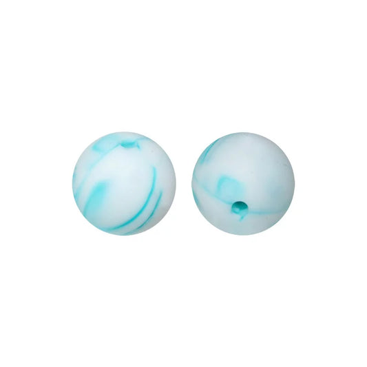 15mm Silicone Beads #150  Blue White