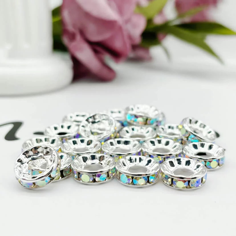 10mm Large Hole Rhinestone Spacer 10pk