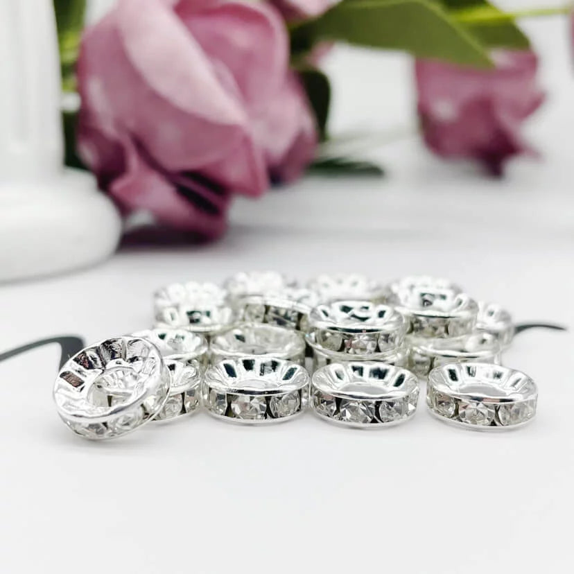 10mm Large Hole Rhinestone Spacer 10pk
