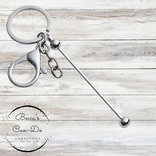 Beadable Keychain Bar - Silver