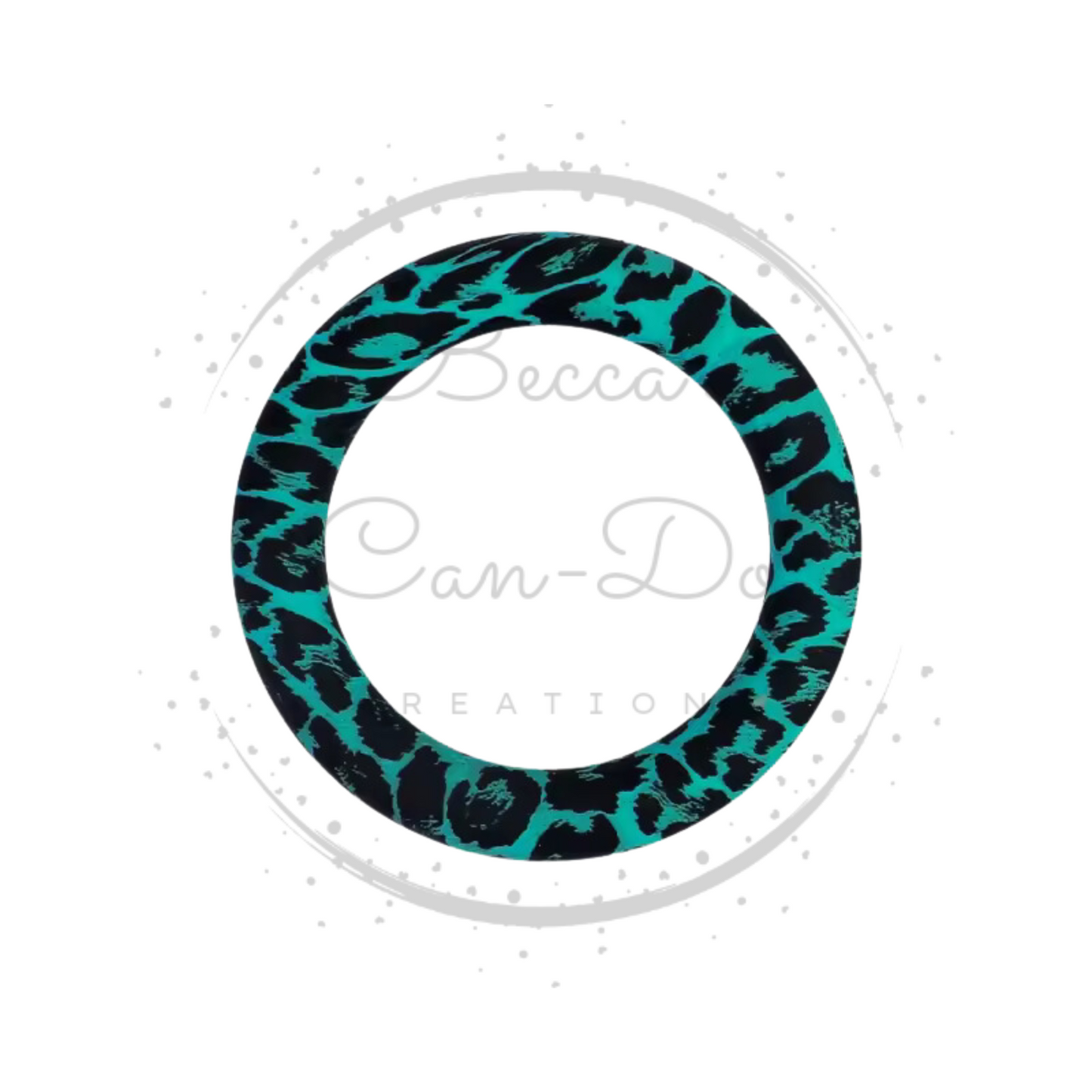 Teal Leopard - 65mm Printed Car Charm