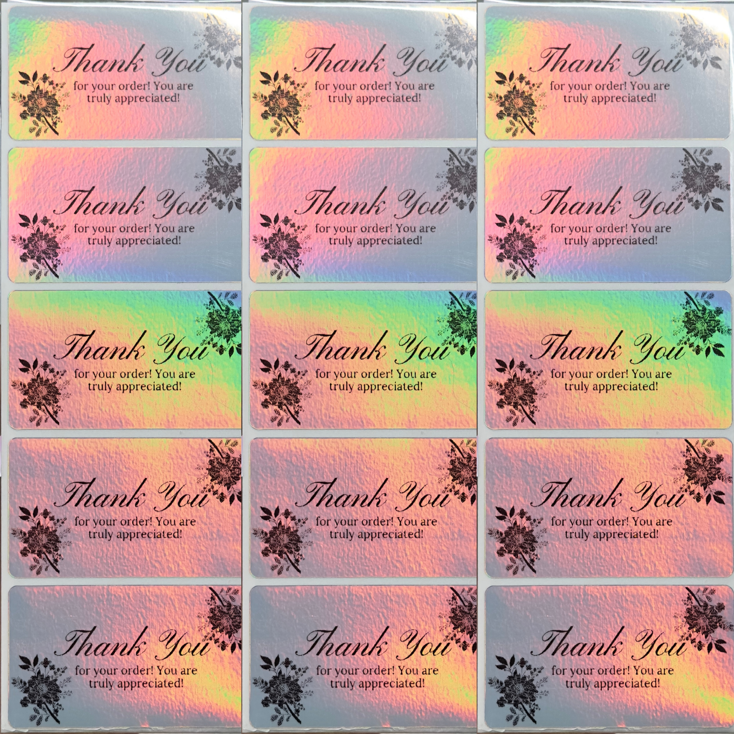 Labels For Small Business - Holographic Silver, Rainbow Gradient