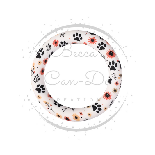 Wildflower Paw Print - 65mm Printed Car Charm